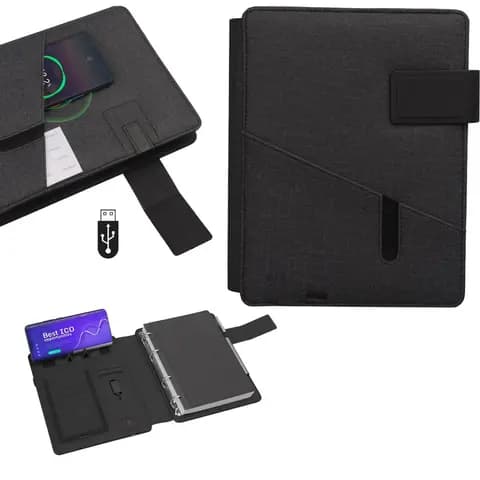 Promosyon 5000 mAh kapasiteli termo PU malzemeden üretilmiş kurumsal powerbank organizer