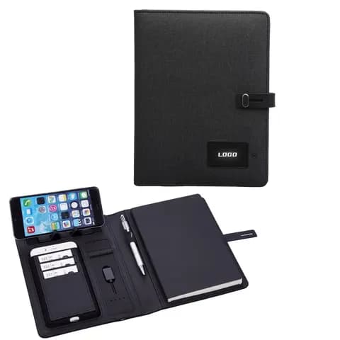 Promosyon termo PU malzemeden üretilmiş kablosuz 6500 mAh kapasiteli organizer powerbank