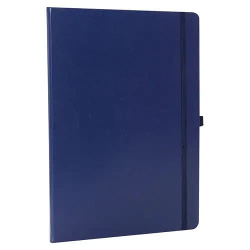 promosyon siyah cilt bezi kapaklı defter, sağ kenarda dikey siyah elastik bant