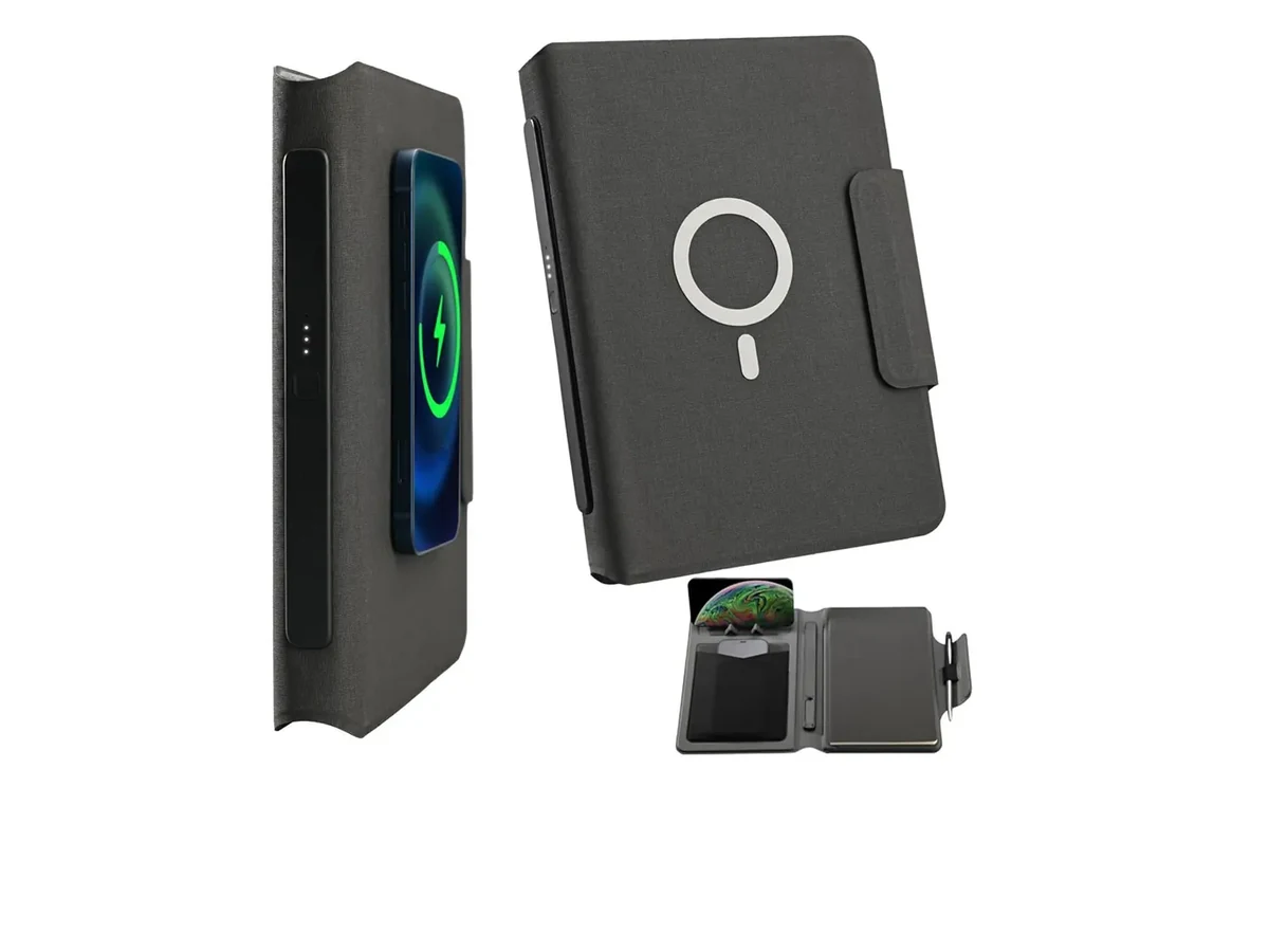 Promosyon kablosuz şarj özelliğine sahip çok bölmeli powerbank organizer